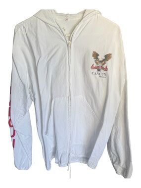 Vintage Harley Davidson White Cancun Eagle Hooded Zip Windbreaker M